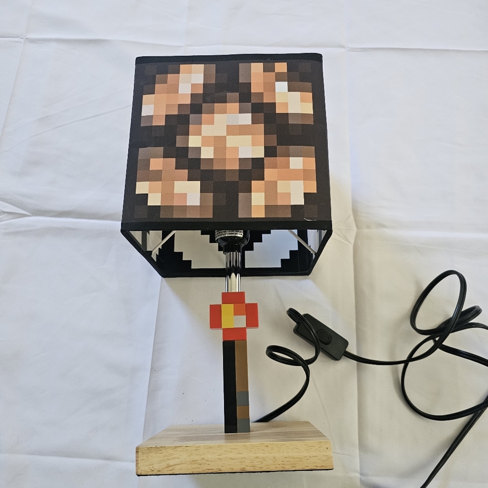 Minecraft Glowstone Mojang 14 Inch Desk Bedside Night Light Lamp Works EUC